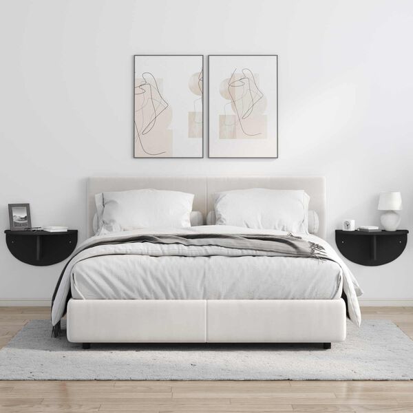 vidaXL Falpolc Falra szerelhető Fekete 48 x 24 x 24 cm Faanyag