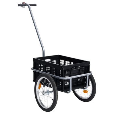vidaXL fekete kerékpár pótkocsi összecsukható dobozzal 50 l 150 kg