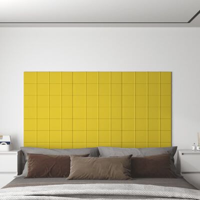 vidaXL 12 db világossárga szövet fali panel 60x15 cm 1,08 m²