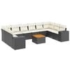 vidaXL 11 r&eacute;szes fekete polyrattan kerti &uuml;lőgarnit&uacute;ra p&aacute;rn&aacute;kkal