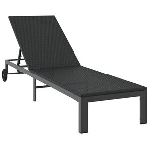 vidaXL Napoz&oacute;&aacute;gy 1-szem&eacute;ly Fekete 206 x 62.5 x 74 cm polirattan