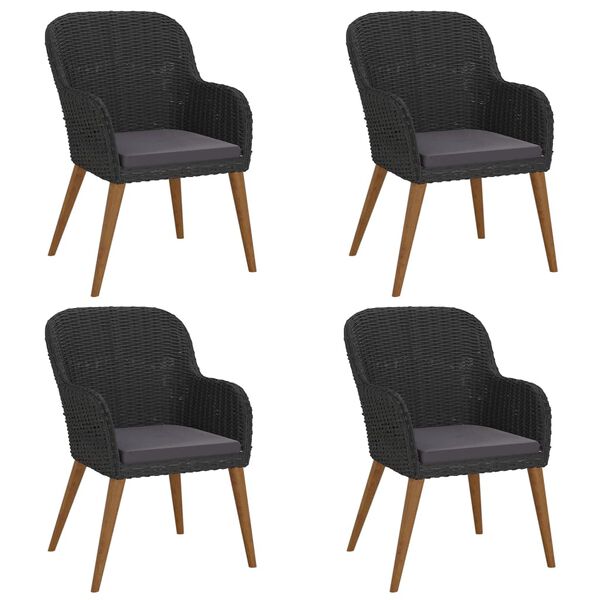 vidaXL 5 részes fekete kerti étkezőgarnitúra párnákkal