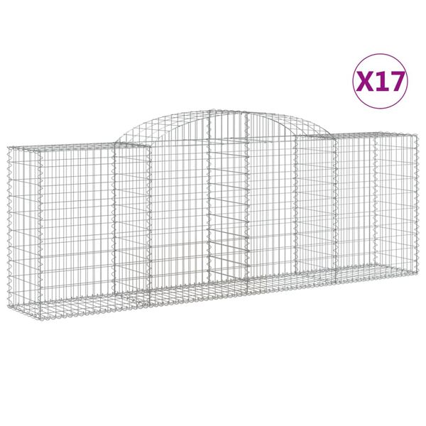 vidaXL 17 db íves horganyzott vas gabion kosár 300 x 50 x 100/120 cm