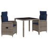 vidaXL K&uuml;lt&eacute;ri &eacute;tkező szett 3 pcs polirattan