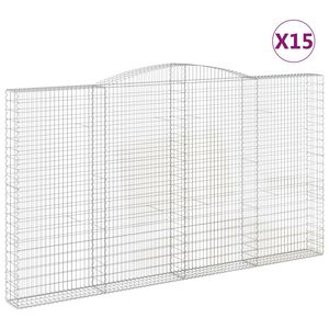 vidaXL 15 db &iacute;ves horganyzott vas gabion kos&aacute;r 400x30x220/240 cm