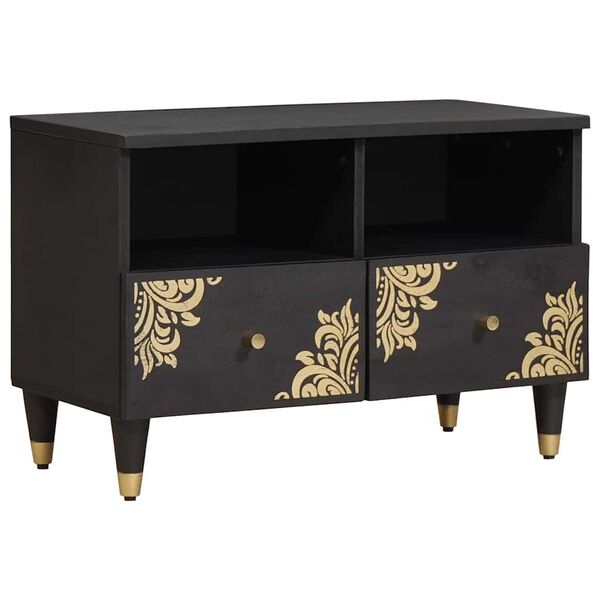 vidaXL TV szekrény fiókkal Fekete 70 x 33 x 46 cm Tömör Mangófát