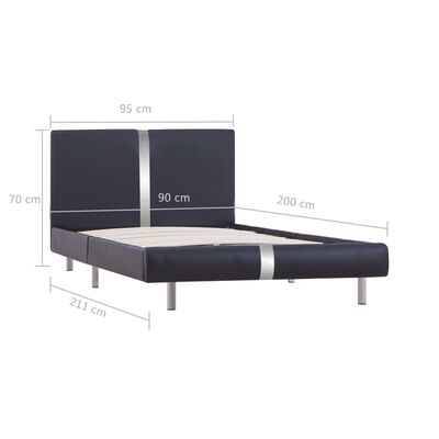 vidaXL fekete műbőr ágykeret 90 x 200 cm
