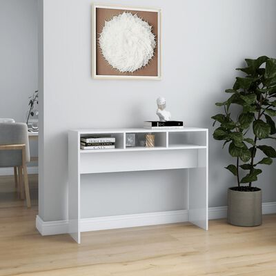 vidaXL magasfényű fehér forgácslap tálalóasztal 105 x 30 x 80 cm