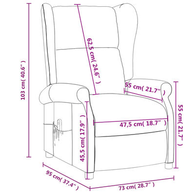 vidaXL tópszínű szövet magas háttámlájú elektromos dönthető fotel