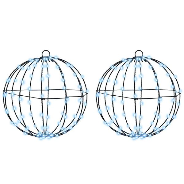 vidaXL Labda 192 LED-del 2 pcs Hideg feher 31,5 x 31,5 x 32 cm F&eacute;m