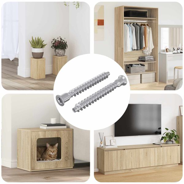 vidaXL Confirmat csavarok 2 pcs Ez&uuml;st &Oslash;7 x 58 mm F&eacute;m