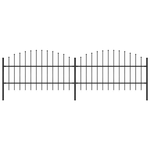 vidaXL fekete acél kerti kerítés lándzsás tetejű 359 x 100 cm