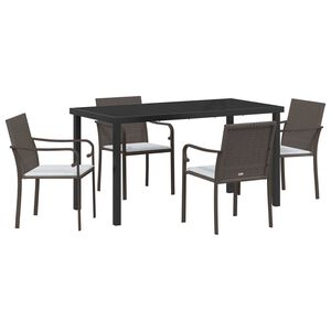 vidaXL Kert &eacute;tkező szett 5 pcs Barna &eacute;s fekete PE Rattan