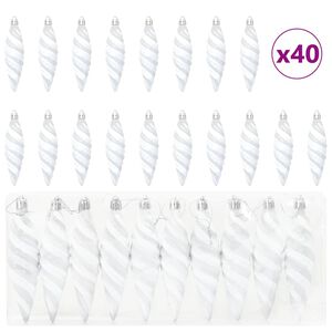 vidaXL Kar&aacute;csonyi Spir&aacute;lis Alak&uacute; G&ouml;mb 40 db Feh&eacute;r 3 x 11 cm Műanyag