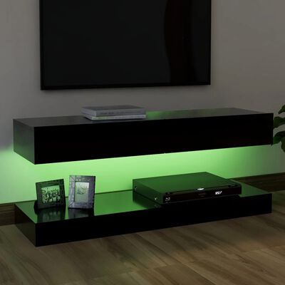 vidaXL fekete TV-szekrény LED-lámpákkal 120 x 35 cm