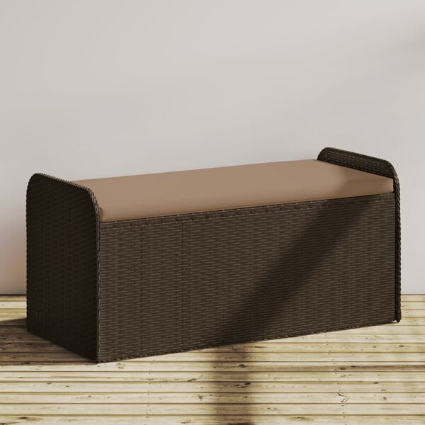 vidaXL barna polyrattan t&aacute;rol&oacute;pad p&aacute;rn&aacute;val 115 x 51 x 52 cm
