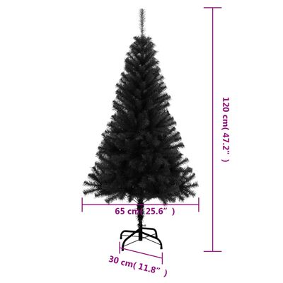 vidaXL fekete PVC műkarácsonyfa állvánnyal 120 cm