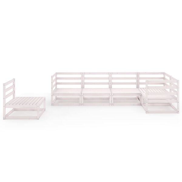 vidaXL 6 r&eacute;szes feh&eacute;r t&ouml;m&ouml;r fenyőfa kerti &uuml;lőgarnit&uacute;ra