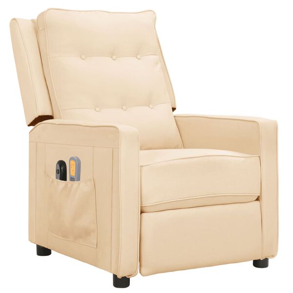 vidaXL krémszínű szövet elektromos masszázsfotel