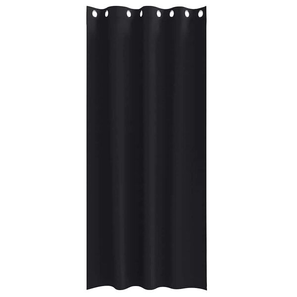 vidaXL Fekete F&uuml;gg&ouml;ny Gyűrűkkel 2 pcs Fekete 260 x 140 cm Poli&eacute;szter