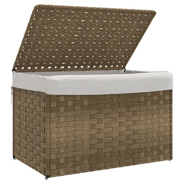 vidaXL polyrattan szennyeskosár fedéllel 55,5 x 35 x 34 cm