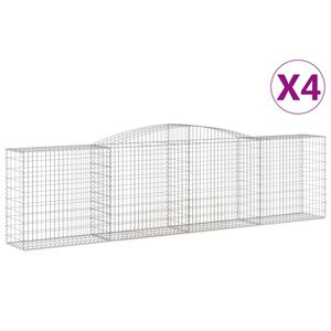 vidaXL 4 db &iacute;ves horganyzott vas gabion kos&aacute;r 400x50x100/120 cm