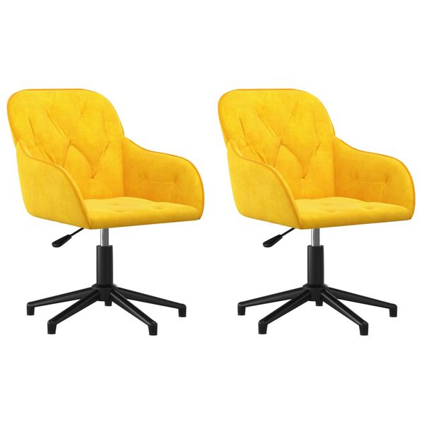 vidaXL 2 db sárga bársony forgó étkezőszék