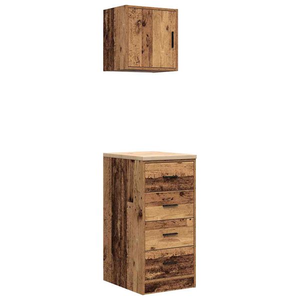 vidaXL 2 db antik fa sz&iacute;nű szerelt fa gar&aacute;zs szekr&eacute;nyek