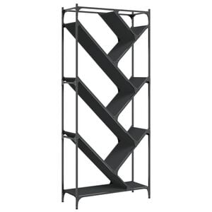 vidaXL fekete szerelt fa &eacute;s f&eacute;m k&ouml;nyvszekr&eacute;ny 79 x 30 x 180 cm