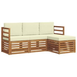 vidaXL K&uuml;lt&eacute;ri kanap&eacute; szett p&aacute;rn&aacute;val 4 pcs Term&eacute;szetes &eacute;s kr&eacute;msz&iacute;nű