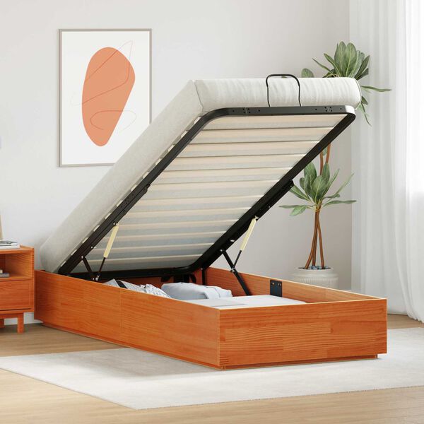 vidaXL Ottom&aacute;n &Aacute;gykeret t&aacute;rol&oacute;val Viaszbarna 80 x 200 cm T&ouml;m&ouml;r fenyő