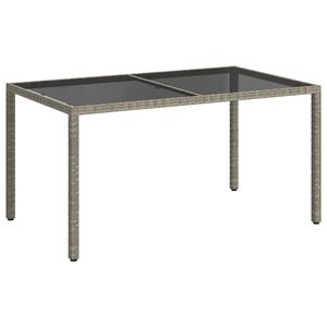 vidaXL sz&uuml;rke polyrattan &eacute;s edzett &uuml;veg kerti asztal 150 x 90 x 75 cm