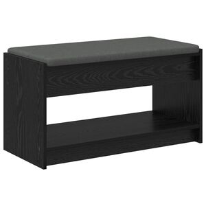 vidaXL Előt&eacute;r pad Fekete T&ouml;lgy 83 x 38 x 45 cm Műanyag Fa &eacute;s Sz&ouml;vet