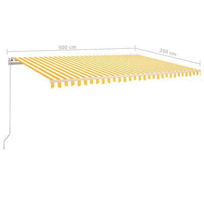vidaXL sárga-fehér szélérzékelős és LED-es napellenző 5 x 3,5 m