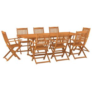 vidaXL 9 r&eacute;szes t&ouml;m&ouml;r ak&aacute;cfa kerti &eacute;tkezőgarnit&uacute;ra 220x90x75 cm