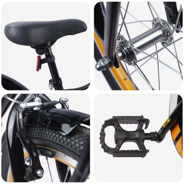 vidaXL Gyerek Bicikli 18 H&uuml;velyk 5-7 &eacute;ves korig Narancs Fekete