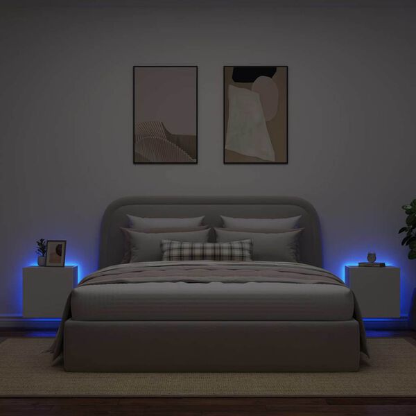 vidaXL 2 db feh&eacute;r falra szerelhető TV-szekr&eacute;ny LED-ekkel 40,5x35x40 cm