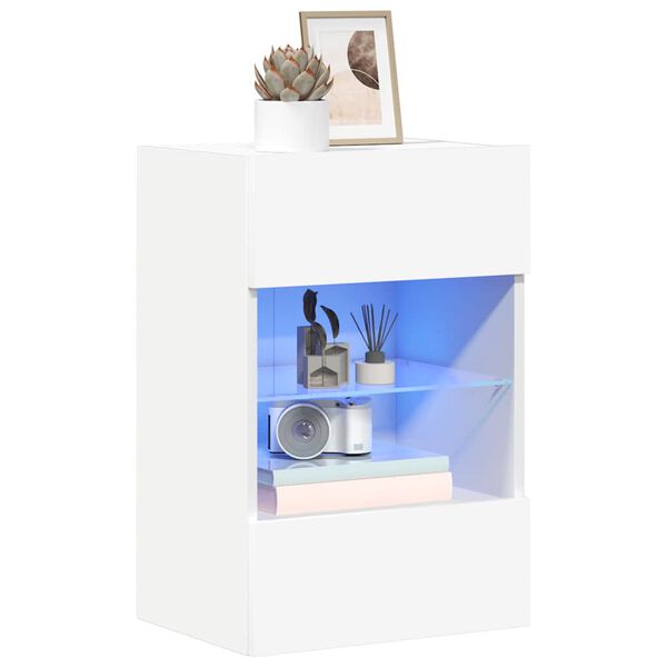 vidaXL 2 db feh&eacute;r fali szekr&eacute;nyek LED vil&aacute;g&iacute;t&aacute;ssal TV-hez 40x30x60,5 cm