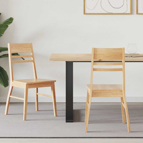 vidaXL &Eacute;tkező Sz&eacute;kek 2 pcs Term&eacute;szetes 43 x 54 x 89 cm T&ouml;m&ouml;r Gumi Fa