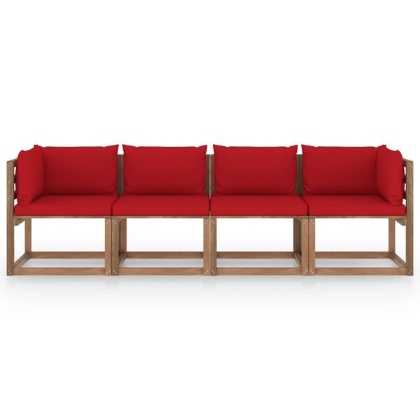 vidaXL n&eacute;gyszem&eacute;lyes impregn&aacute;lt fenyőfa kerti raklapkanap&eacute; p&aacute;rn&aacute;kkal