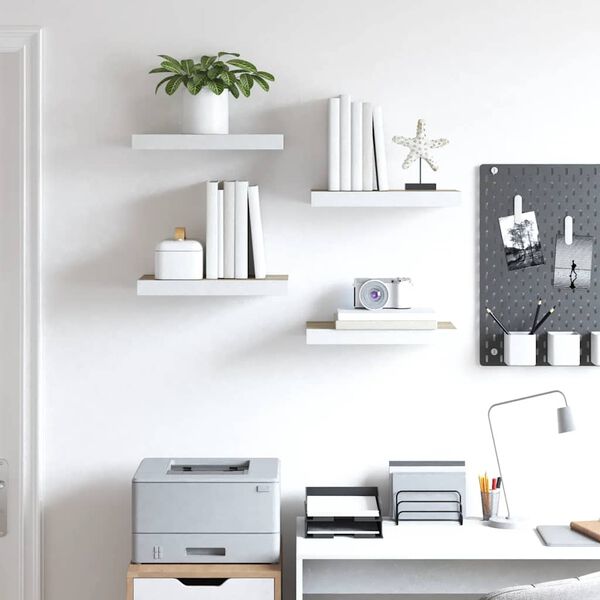 vidaXL 4 db t&ouml;lgysz&iacute;nű &eacute;s feh&eacute;r MDF lebegő fali polc 40 x 23 x 3,8 cm