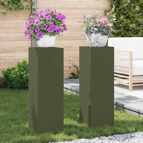 vidaXL N&ouml;v&eacute;ny&aacute;llv&aacute;ny 2 pcs Oliva z&ouml;ld 24 x 24 x 75 cm Ac&eacute;l