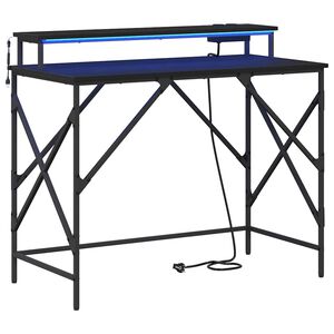 vidaXL Asztal Fekete t&ouml;lgy 100 x 50 x 86,5 cm Szerelt Fa
