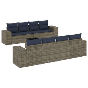 vidaXL 9 db sz&uuml;rke polyrattan kerti kanap&eacute;garnit&uacute;ra p&aacute;rn&aacute;kkal