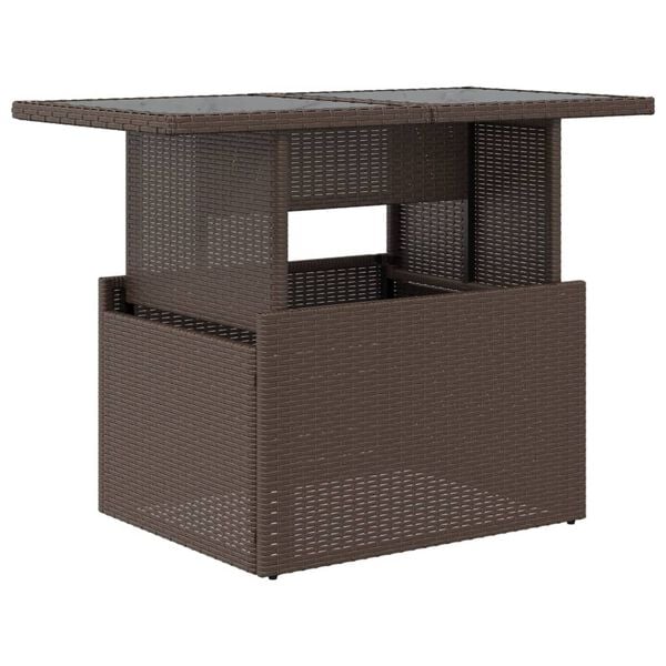 vidaXL barna polyrattan üveglapos kerti asztal 100 x 55 x 73 cm