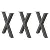 vidaXL 3 db antracitsz&uuml;rke X alak&uacute; ac&eacute;l &eacute;tkezőasztal l&aacute;b 80x(72-73) cm
