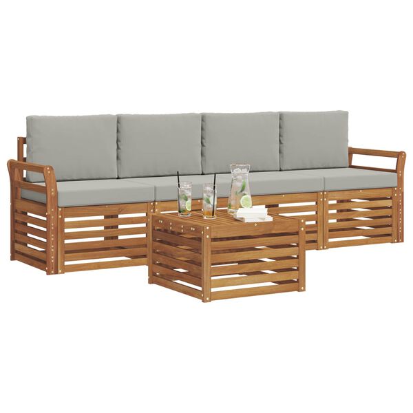 vidaXL &Uuml;lőgarnit&uacute;r&aacute;k 5 pcs Term&eacute;szetes &eacute;s Vil&aacute;gossz&uuml;rke T&ouml;m&ouml;r Ak&aacute;cfa