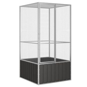 vidaXL antracitsz&uuml;rke horganyzott ac&eacute;l mad&aacute;rketrec 111x107x211,5 cm