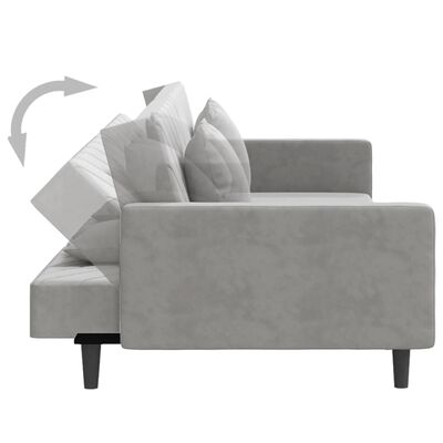 vidaXL kétszemélyes világoszöld bársony kanapéágy két párnával