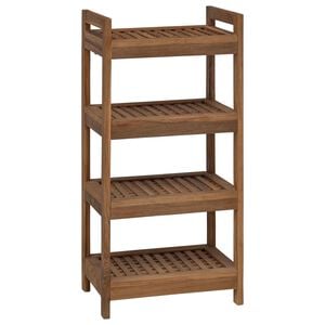 vidaXL F&uuml;rdőszobai polc Term&eacute;szetes 45 x 30 x 97 cm T&ouml;m&ouml;r Teakfa